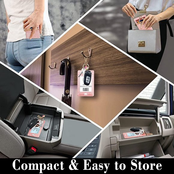 ID Badge Holder with Carabiner (Rose Gold, 2 Pack) - Picture 4 of 6